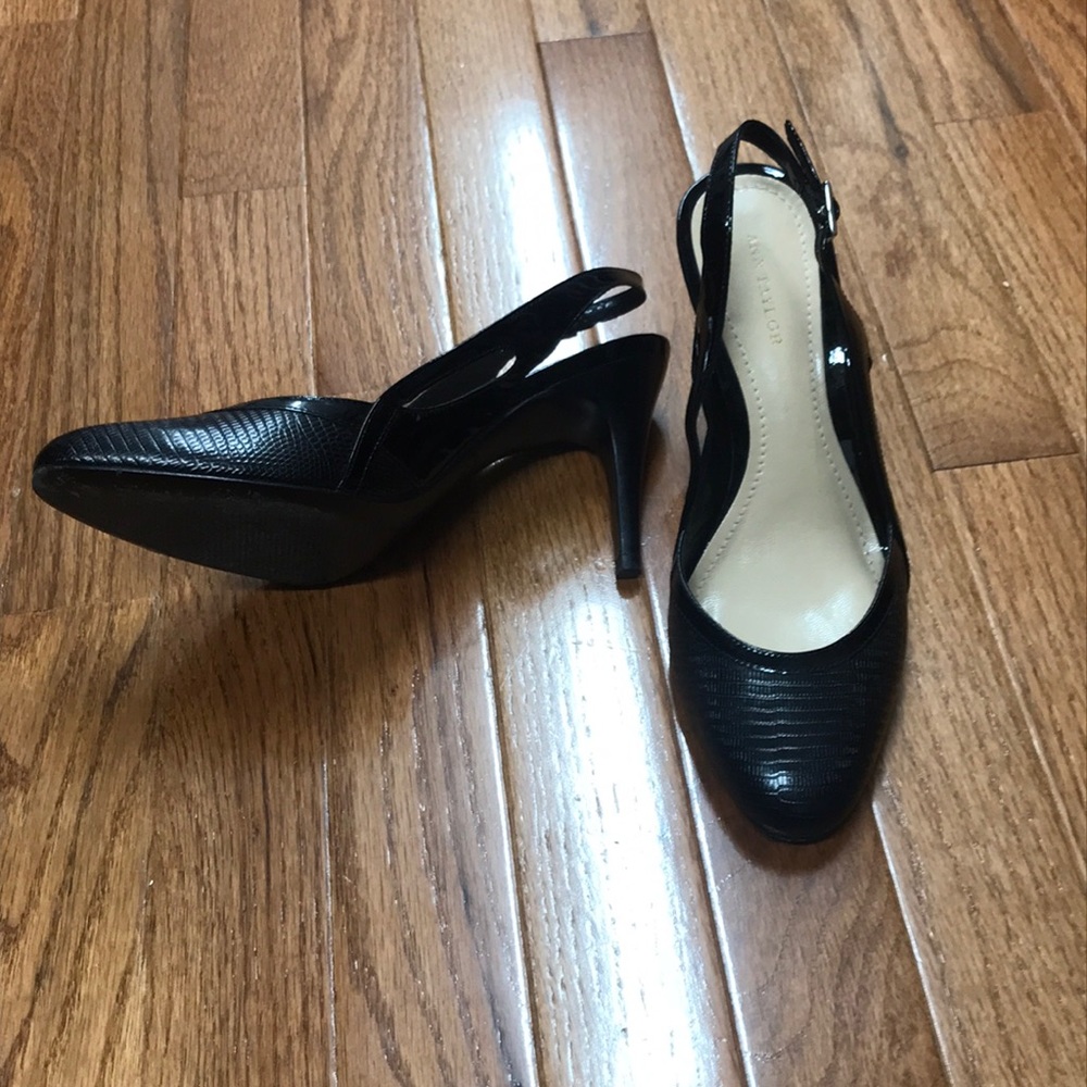 Ann Taylor black sling back heels, 7M